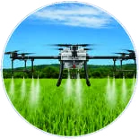 Agricultural drone over a crop